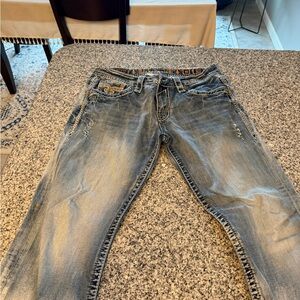 Rock Revival Blue Denim Jeans with Orange Accents